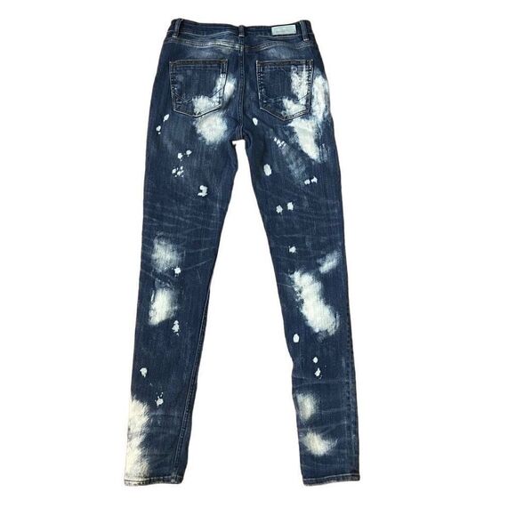 Cult of Individuality Gypsy High Rise Skinny Jeans Bleach Splattered Size 26 - Picture 2 of 5